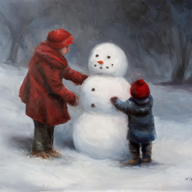 Nicola Cavalla image of children making a snowman