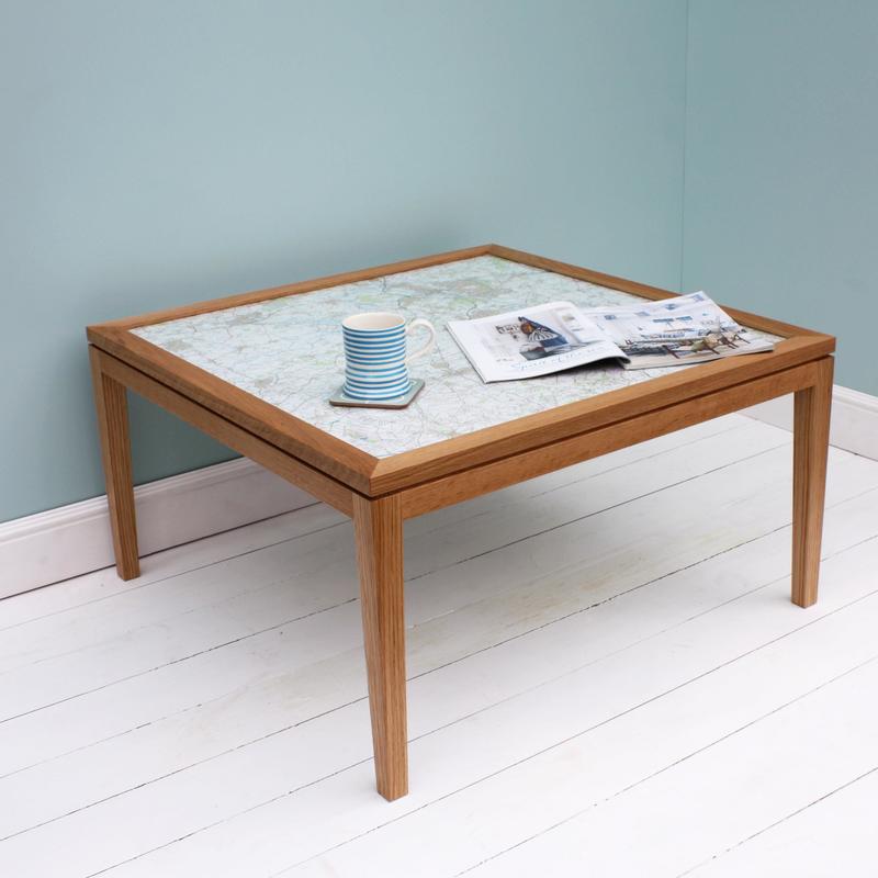 a+b furniture: oak coffee table with map