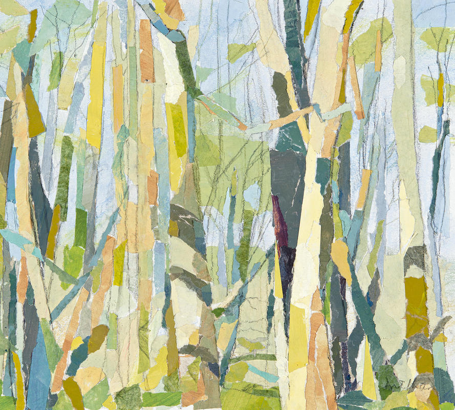 "A Walk in Wytham Woods" (collage on paper)