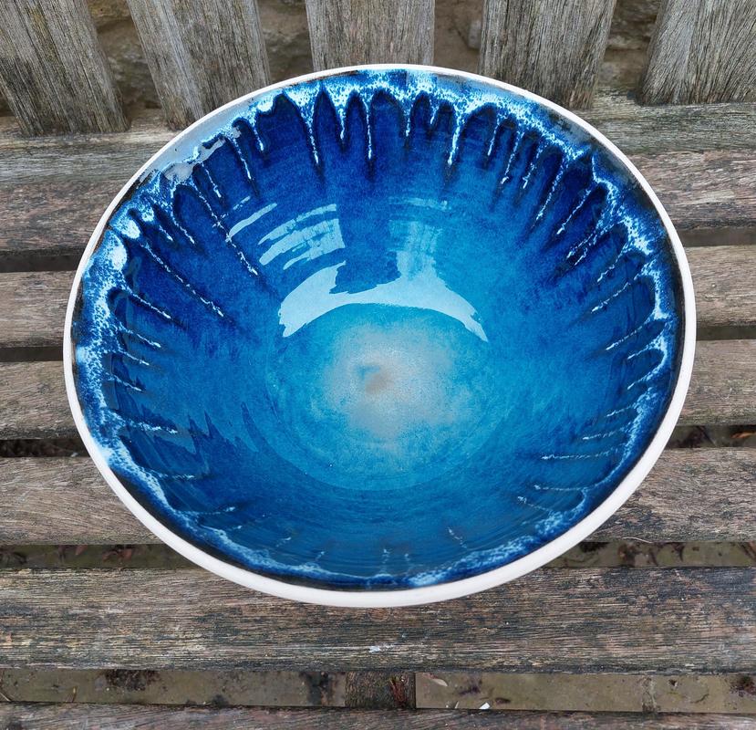 large deep, wild sea glazed stoneware bowl