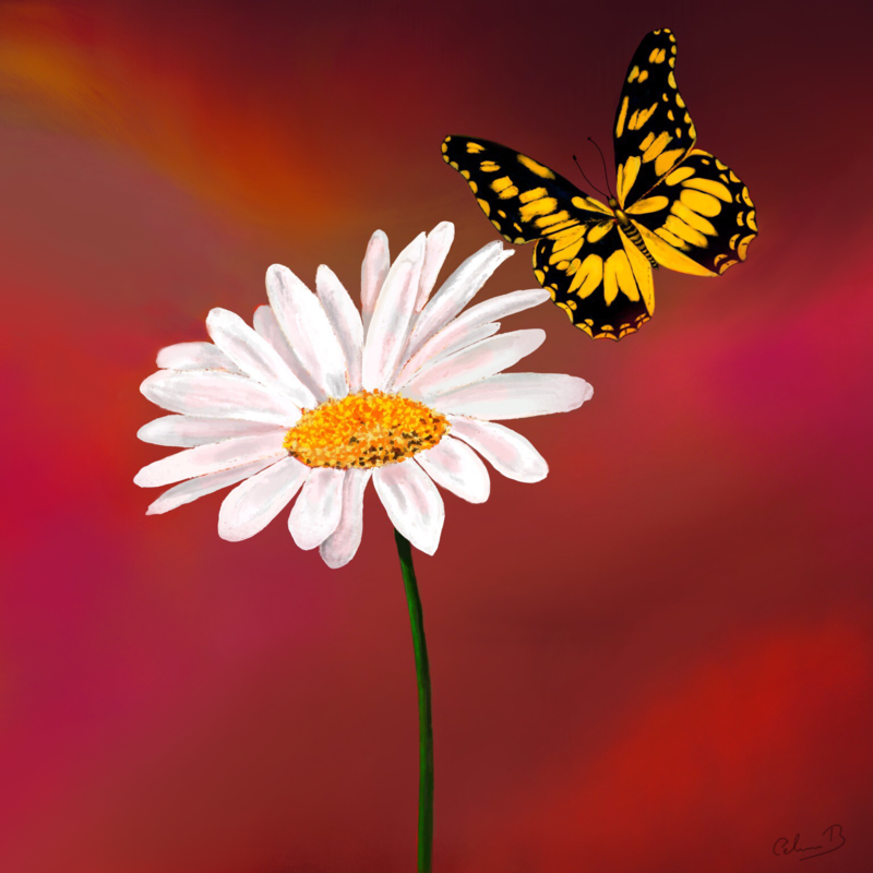 Yellow Butterfly - Digital Art