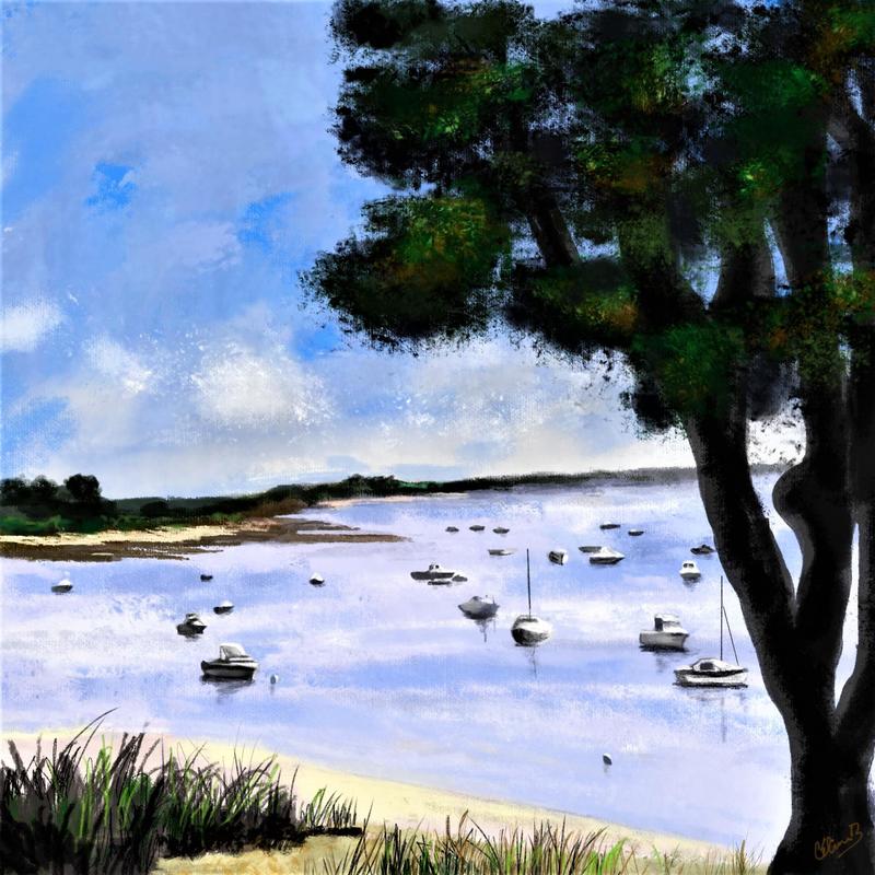 Kervoyal Bay, Brittany - Digital Art 30x30cm framed