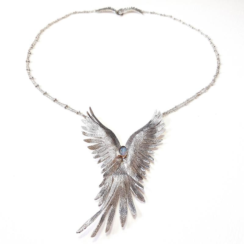 'Phoenix' Necklace, sterling silver with opal, Chloe Romanos