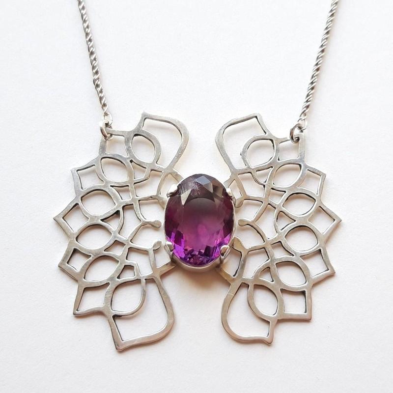 'Indian Dream' Necklace, silver, purple fluorite, Chloe Romanos
