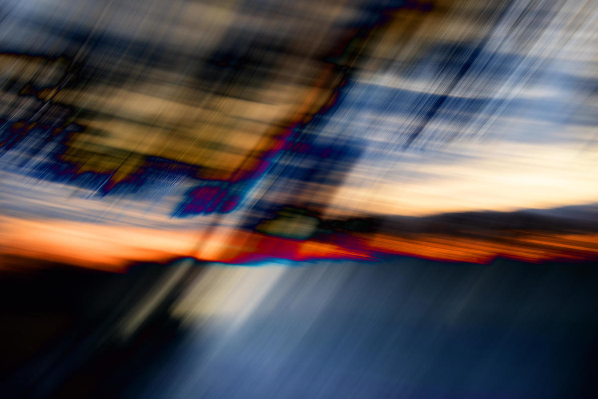 Abstract images with streaked colours in deep blue and orange