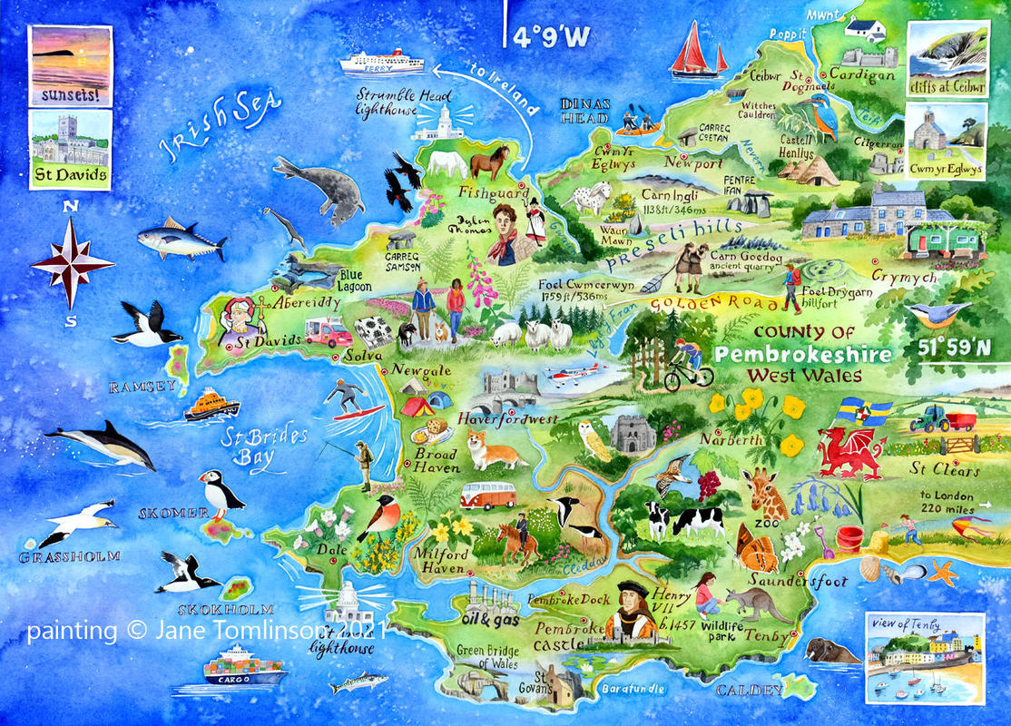 Map of Pembrokeshire by Jane Tomlinson