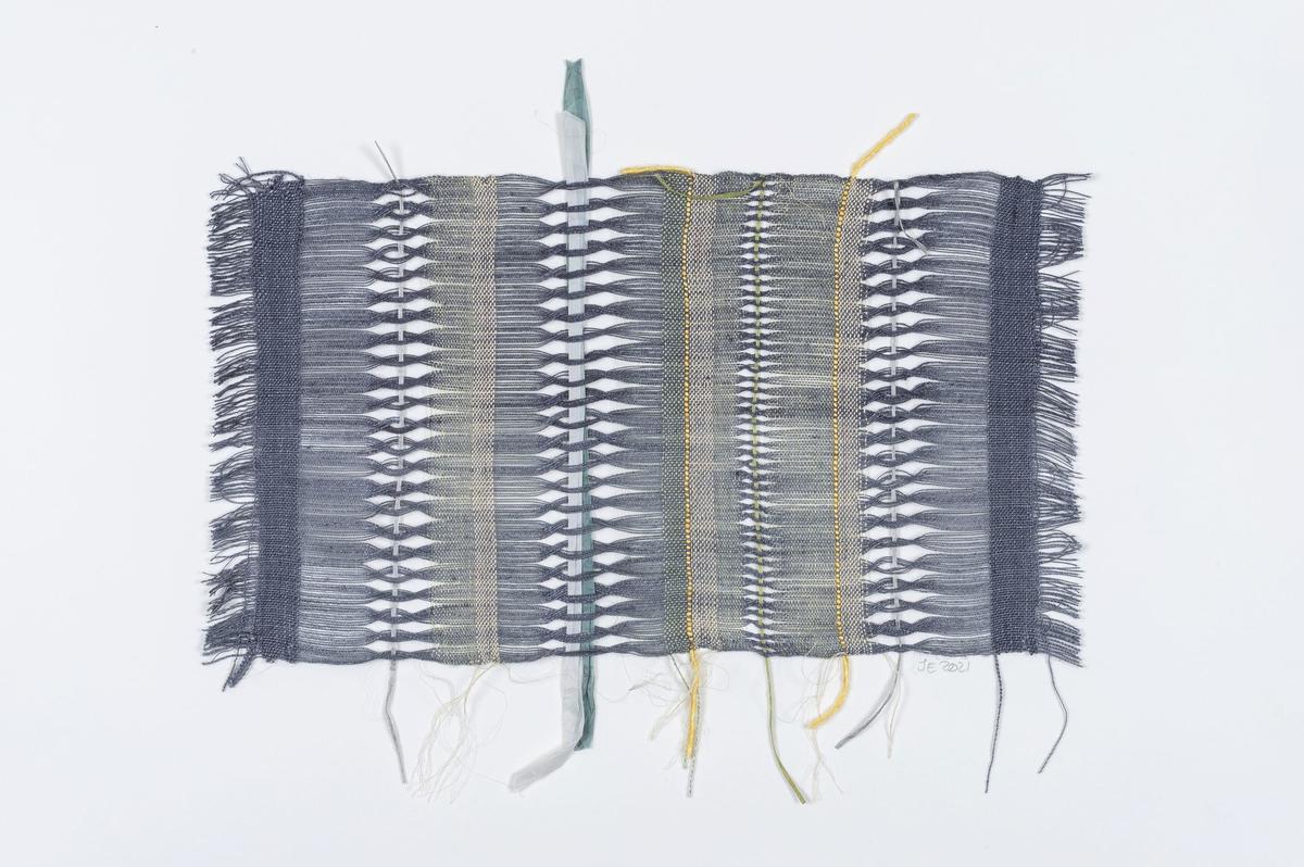 Thinly Veiled, 2021; 22 x 39cm; silk, steel, bamboo, tencel