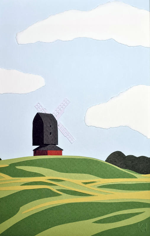 Top of the Hill (Brill WIndmill), Handcut Paper, Kate Hipkiss