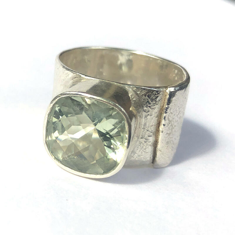 Janet Richardson: silver and green topaz ring