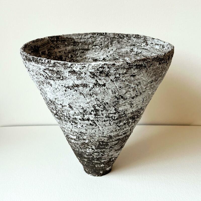 Vivien Shelton: Coiled Black Stoneware with slip decoration