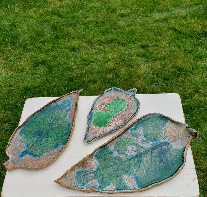 Leaf platters- range of sizes . Imprinted leaves both sides