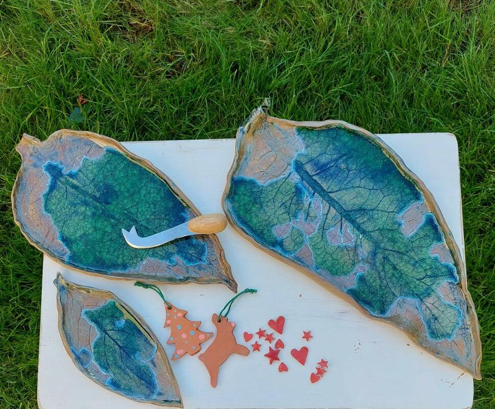 Leaf platters for serving snacks or cheese at your party.