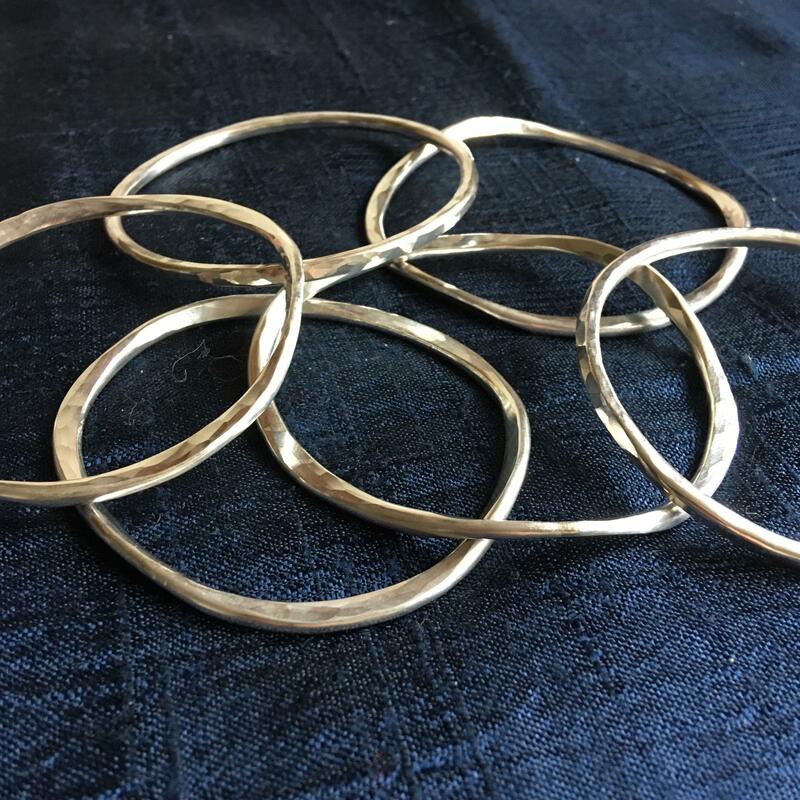 Hammered silver bangles, various sizes available £55 - £58 depending on size