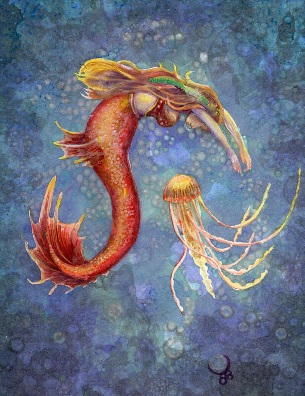Mermaid, watercolours