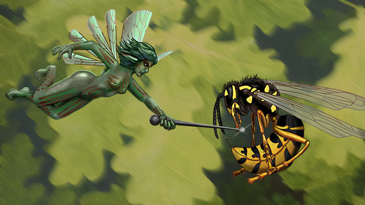 Pixie Versus Wasp, Digital Art