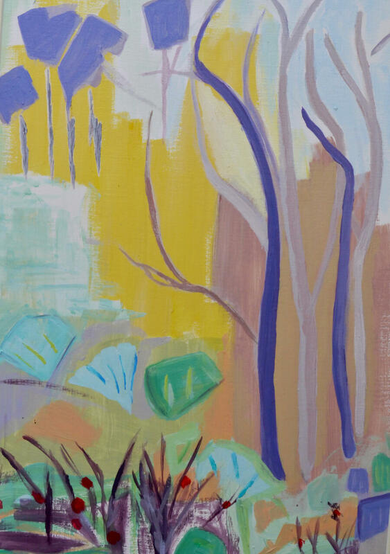 Forêt Secrète, water colour and collage 2022, 38.7 cms x 28.5 cms, £200
