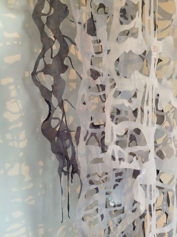 Reflections - stiffened dyed and cut fabric hanging