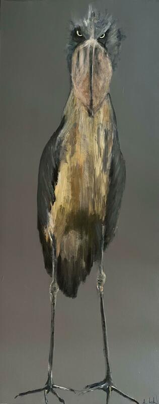 shoebill painting by Anna Lockwood