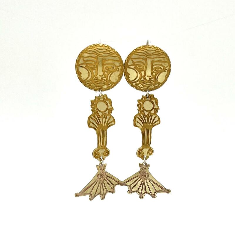 Sun King Brass & Antique Gold Earrings