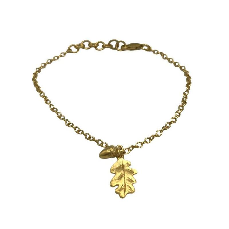 Gold on Oak Leaf & Acorn Sterling Silver Bracelet