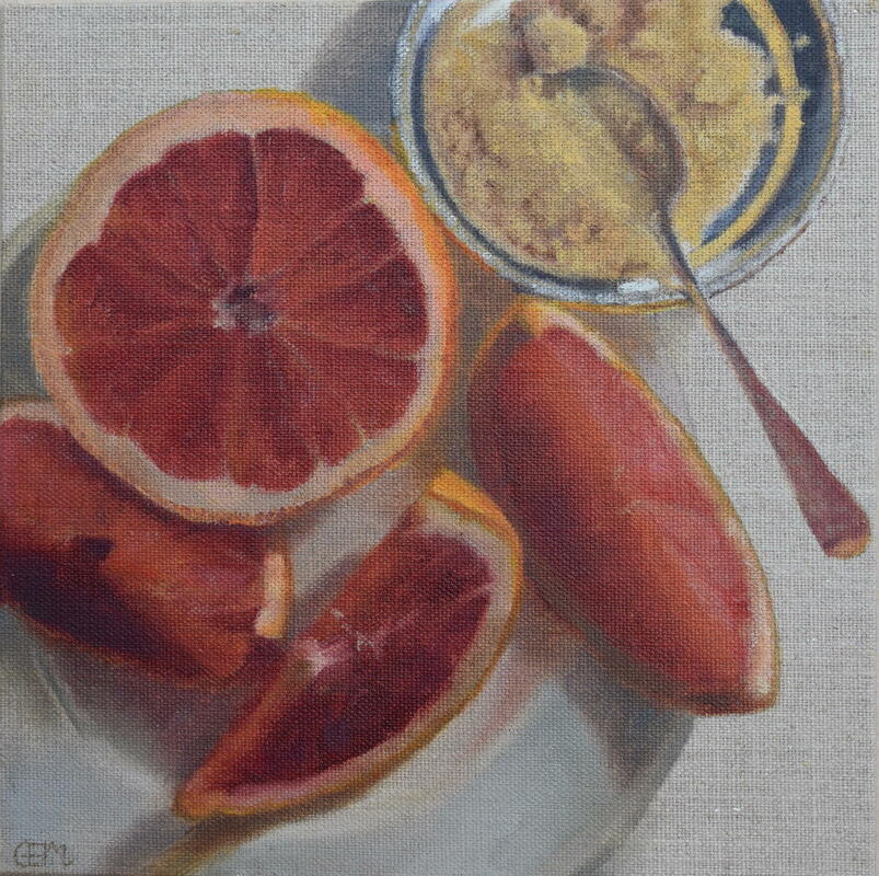 Bitter Sweet - a King's breakfast. Oil on canvas board. Framed 30x30cms. £330