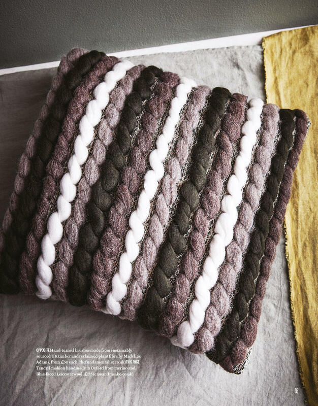 'Caterpillar' handwoven cushion as seen in Country Living Modern Rustic Magazine April 2023