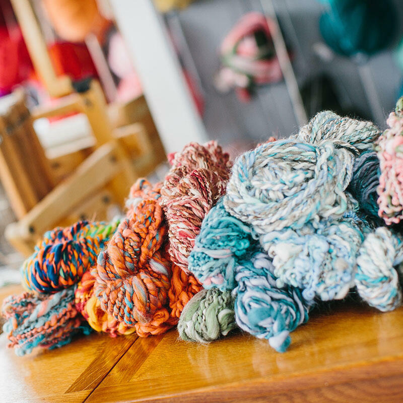 Hand spun art yarn in a variety of colours and textures