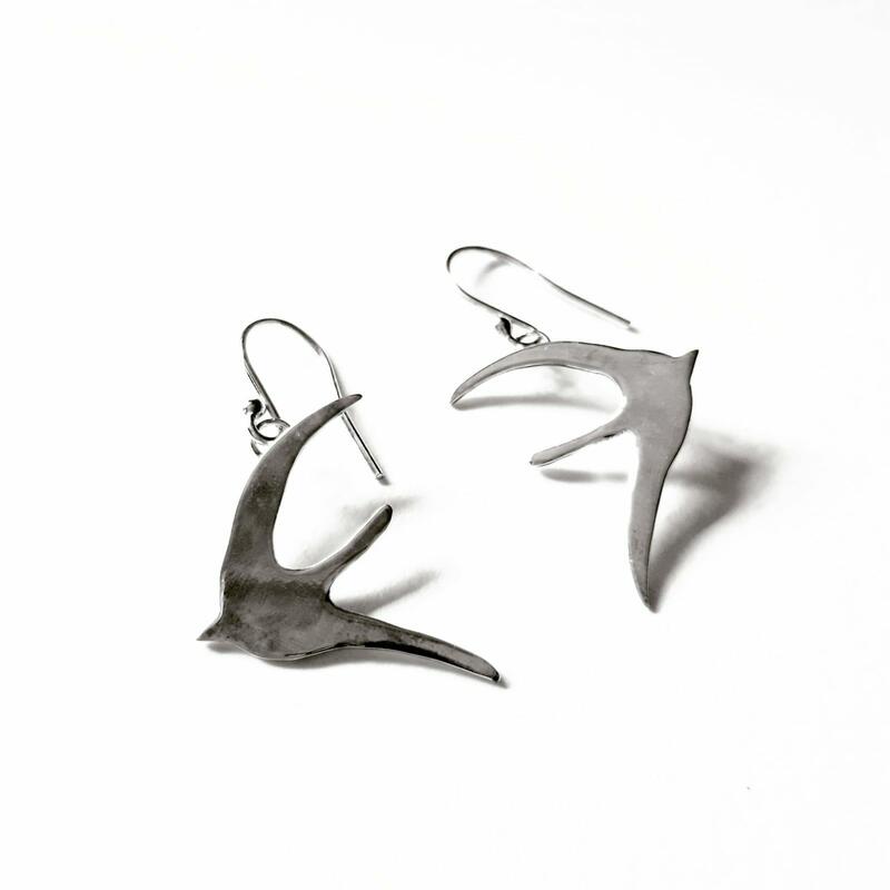 'Swallows' Earrings, sterling silver, Chloe Romanos