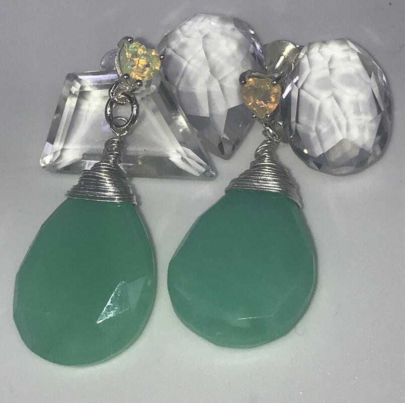 Ethiopian opals with chrysoprase earrings