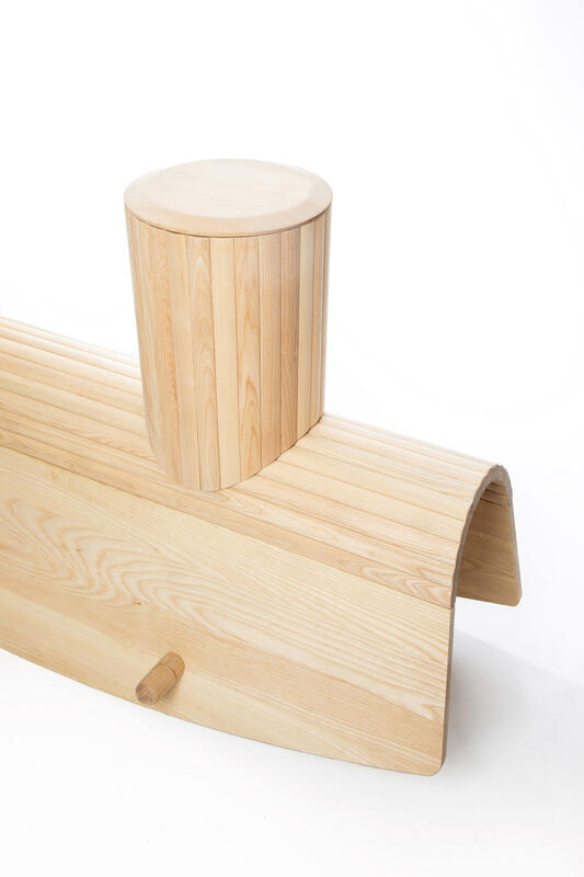 Rocking Bench in English Ash; playful seating designed for young and old