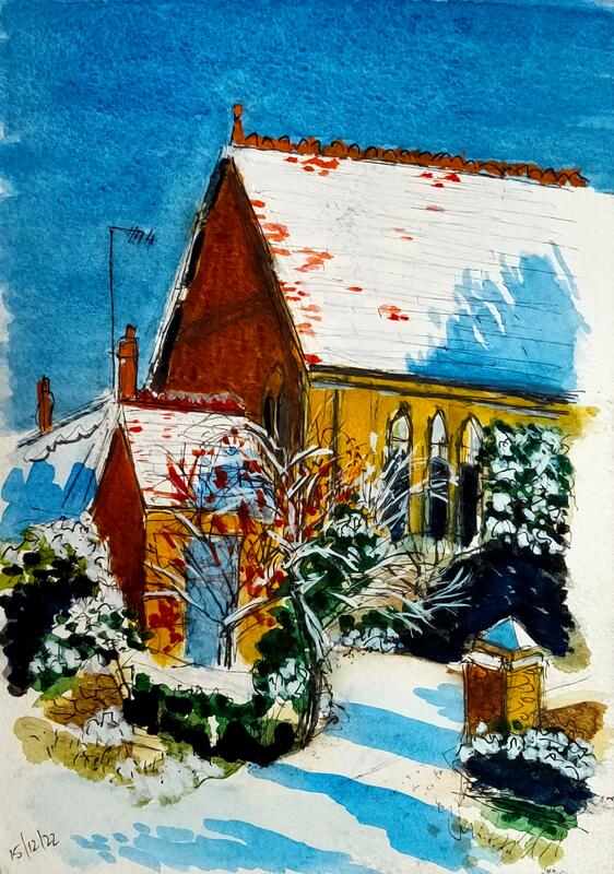 Chapel, Lower Heyford.  Watercolour