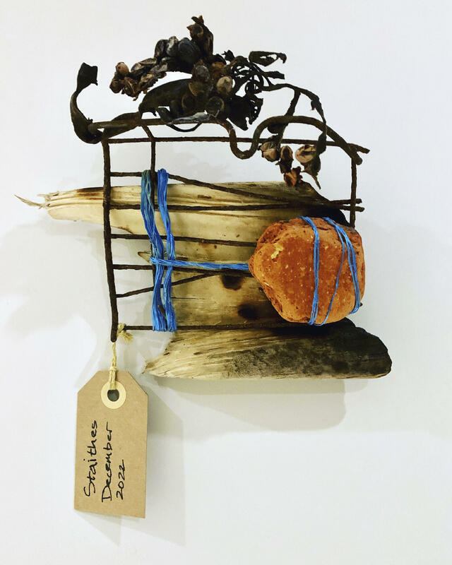 'Staithes 2022' 18x18x8cm. Assemblage: mixed media/found objects. 