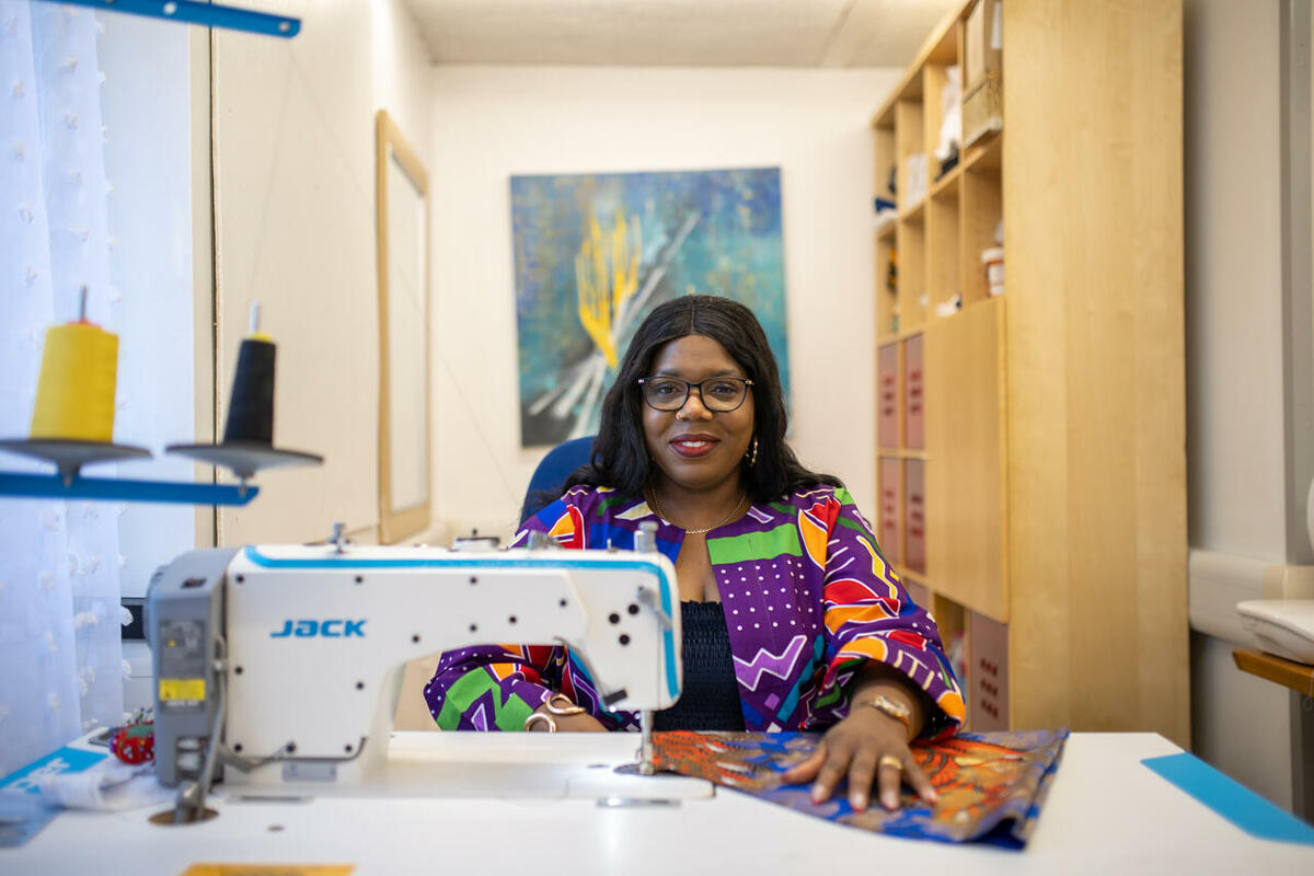 Taiwo Oluwatuyi in her studio in Abingdon