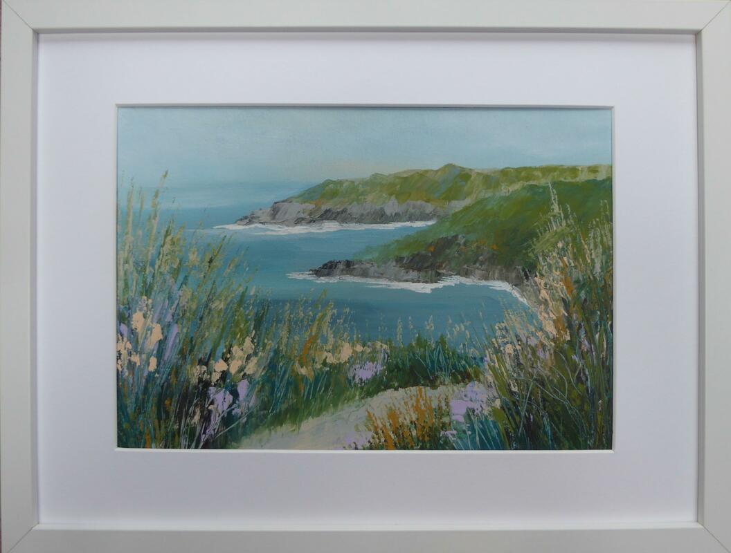 Turquoise Coastline, acrylic, framed. 40cm x 30cm