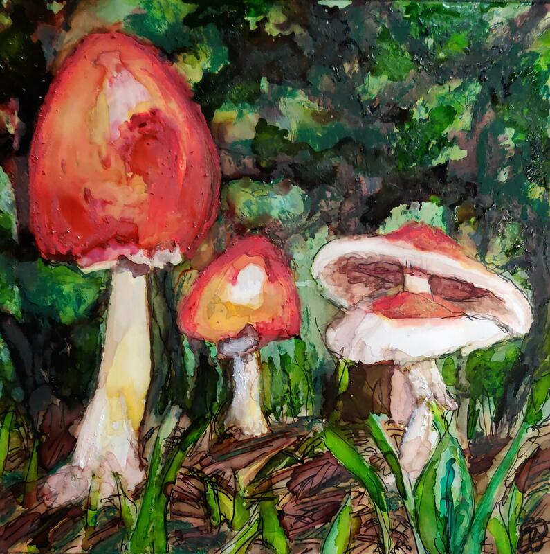 Wild Mushrooms Inks & Mix Media by Emma Wilkinson