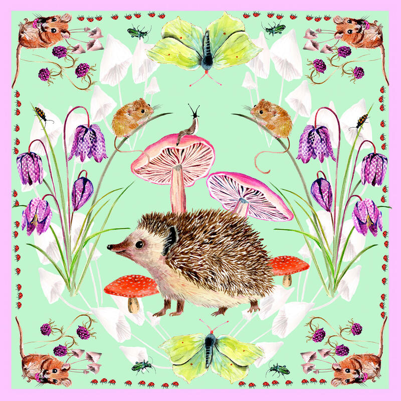 Hedgehog velvet cushion and card