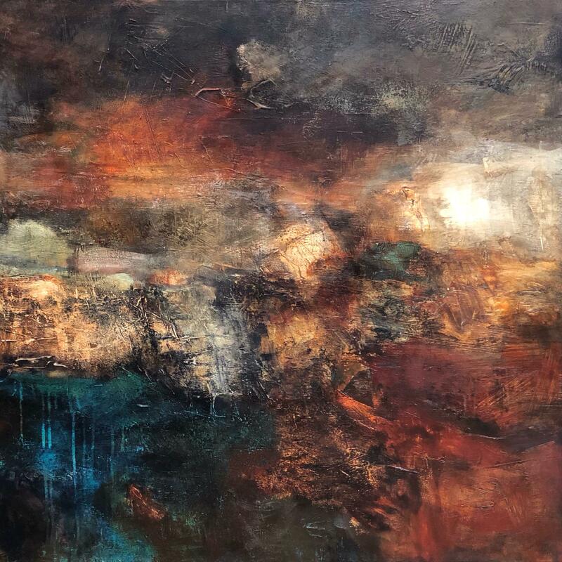 Earth and sky. Abstract painting 1m x 1m