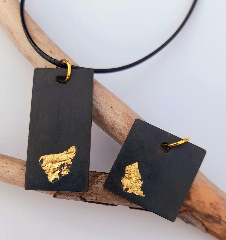 Concrete and Gold leaf pendants