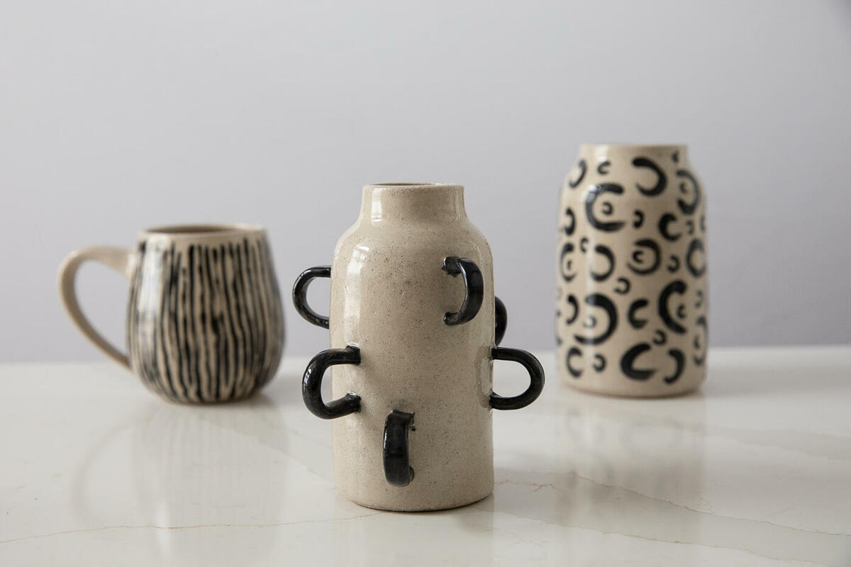 A selection of pottery by studio member Carly J Stanton
