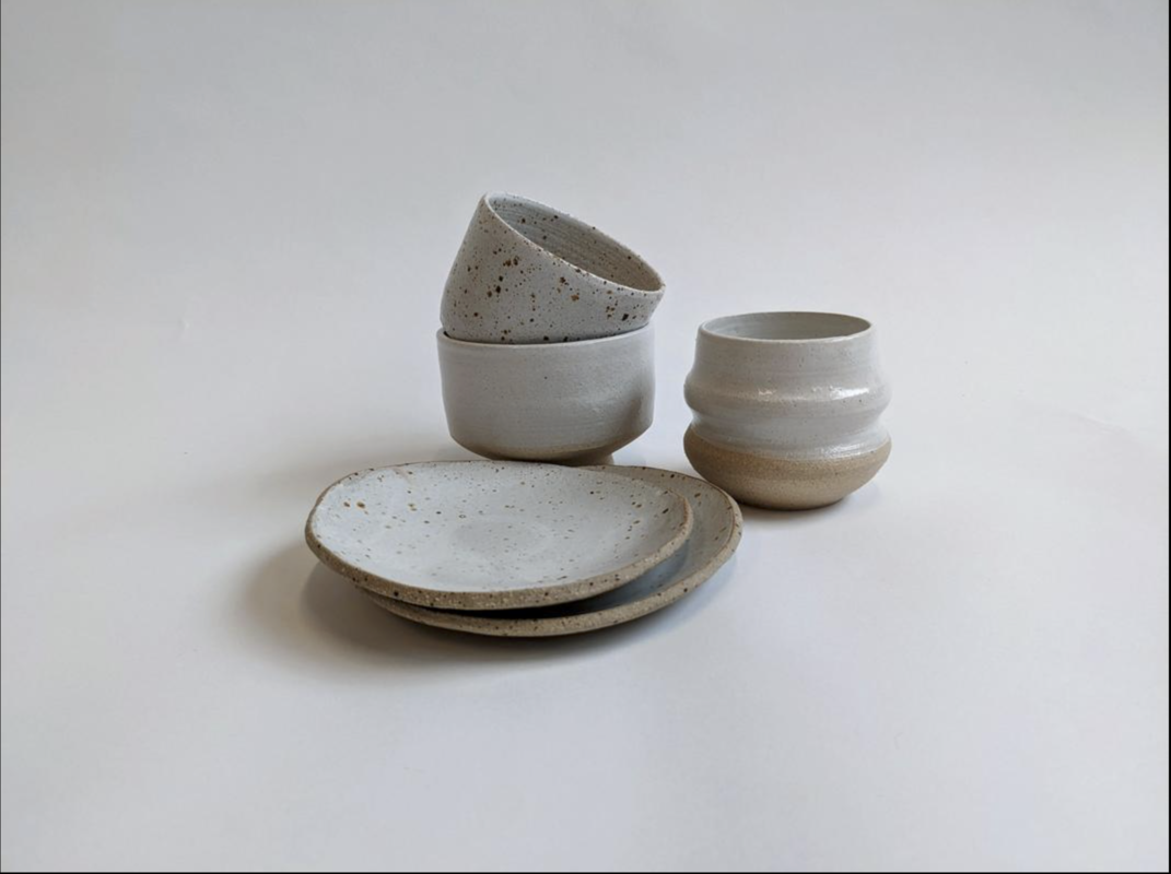 A collection of pots by studio member Christina Hahu 