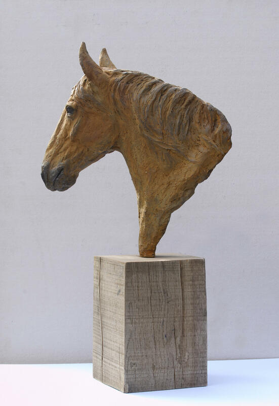 "Suffolk Punch Mare" Iron Resin Sculpture with Rust Patina 