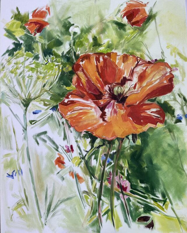 "Kelmscott Poppies" Oil on Canvas 
