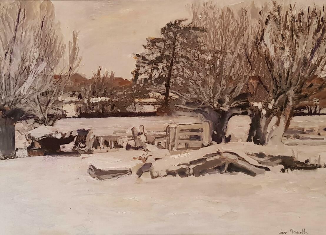 River Thames on a Winter Day. Oil on Paper.