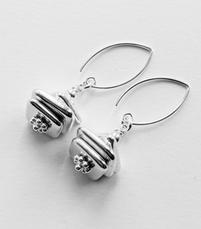 Silver coated ceramic and silver earrings
