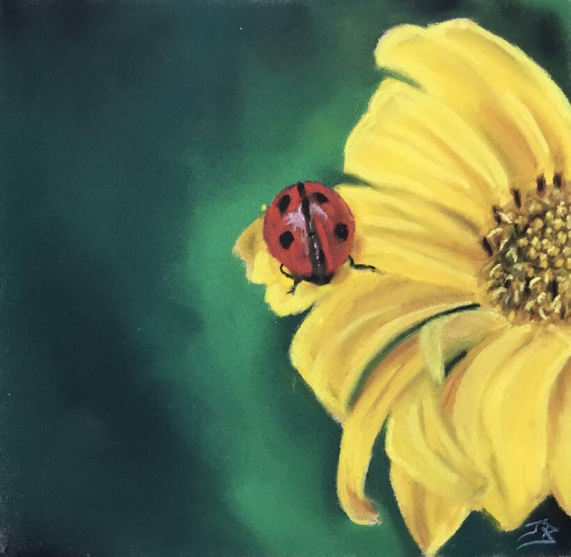 ‘Summertime’, soft pastels, 14 x 14.5 inches framed - £125