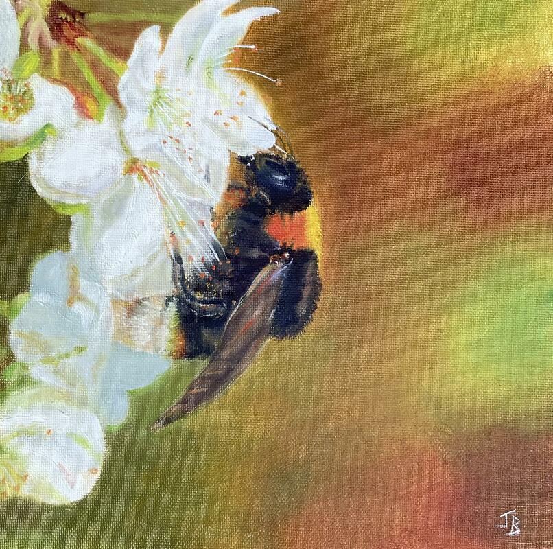 ‘Busy Bee’ - oils, 10.5 x 12.5 inches framed - £185