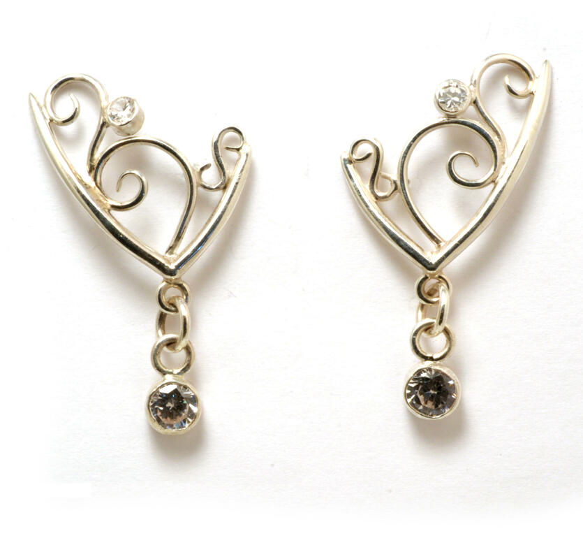 Silver earrings with blue topaz