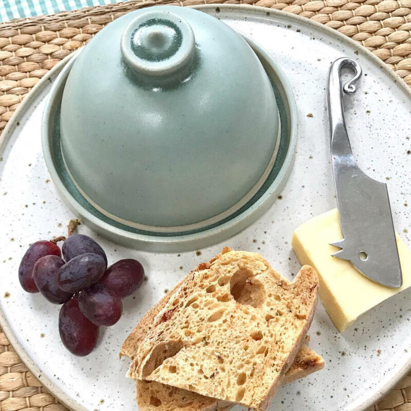 Stoneware platter and butter dish