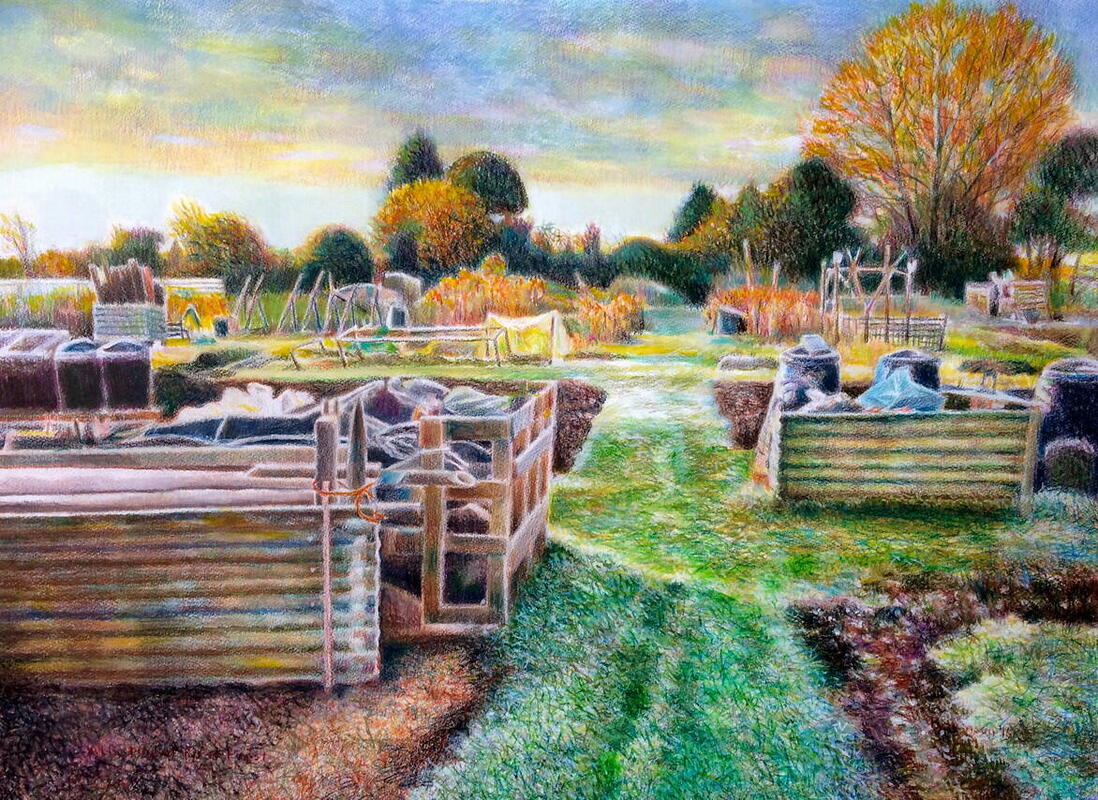 Allotments mixed media on paper (sold)