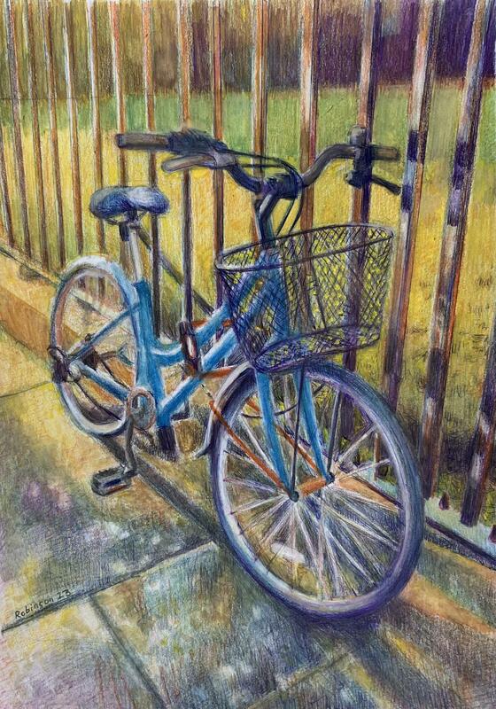 Old Cycle mixed media on paper mounted £100.00